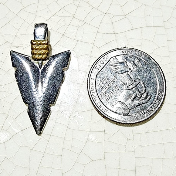 Small modernist silver and gold spearheading charm tribal for necklace bohemian - Picture 2 of 3